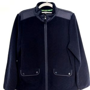 Talbots Diamond textured Fleece Full-zip Jacket - navy